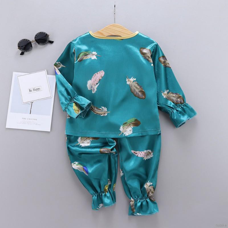 Bộ Đồ Ngủ Pijama Dài Tay Vải Cotton Cho Bé Gái