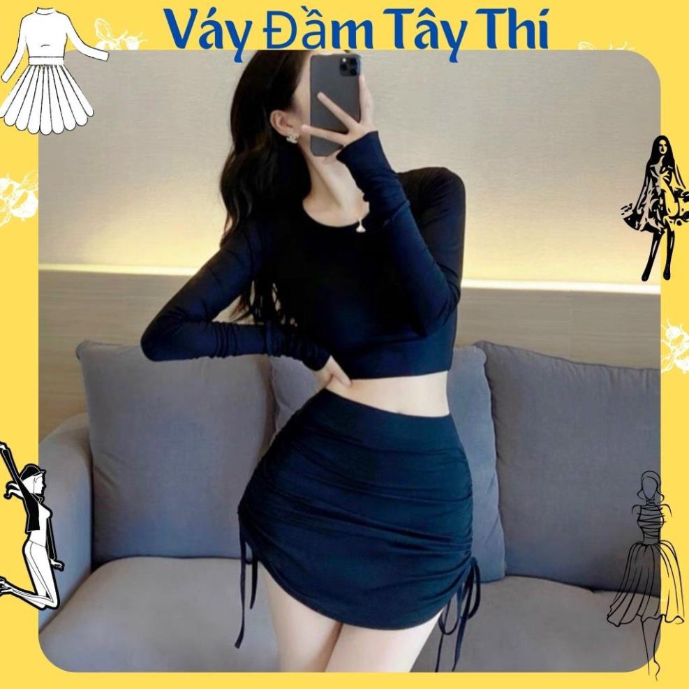 Set đồ nữ cá tính, set croptop chân váy rút form chuẩn mặc tôn dáng style sexy chất thun co giãn thoải mái hàng cao cấp | BigBuy360 - bigbuy360.vn