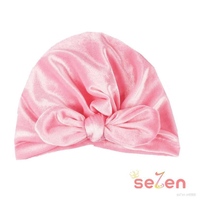 Mũ vải trùm đầu thắt nút mềm mại cho bé