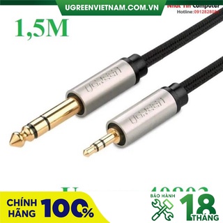 Cáp âm thanh Audio 3.5mm to 6.5mm dài 1,5m chính hãng Ugreen 40803 cao cấp