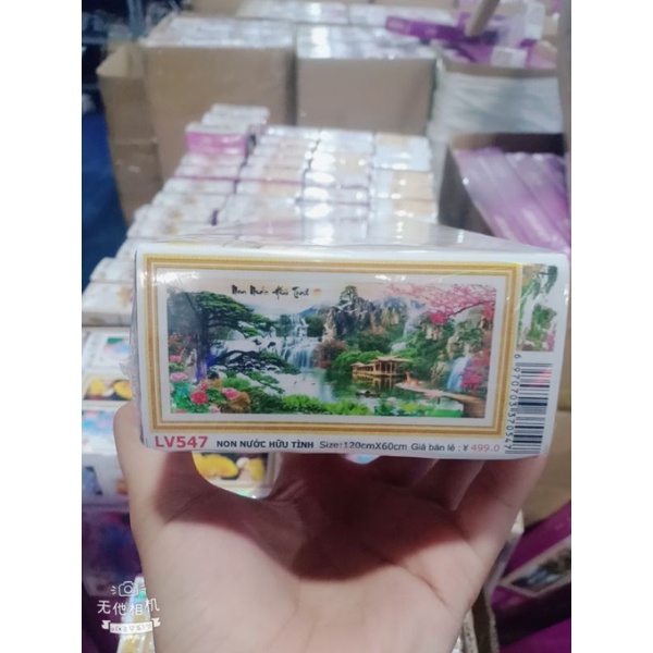 Tranh đính đá phong cảnh Non nước hữu tình KT:1m2x60cm-1m60x75cm