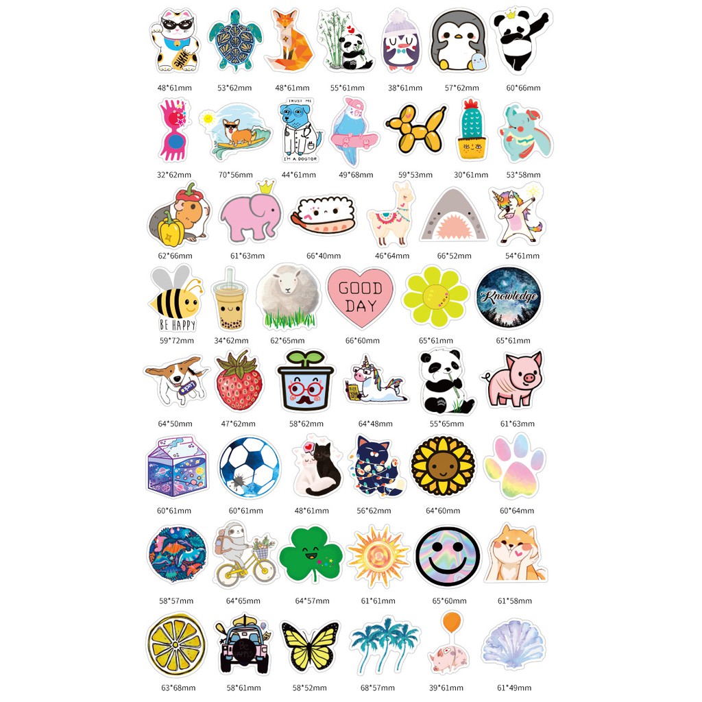 [Mã LIFEBOOK2 giảm 10% đơn 0Đ] Set 50 Sticker Trang Trí Chống Thấm Nước Animal Hoạt Hình Ngộ Nghĩnh Size Lớn MÃ ST2149