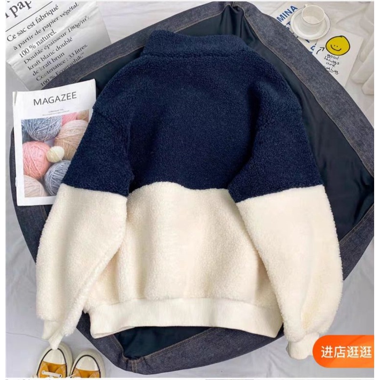 ✅Áo Lông Cừu Dày Cao Cổ Nửa Khóa Kéo Thân Dài | BigBuy360 - bigbuy360.vn