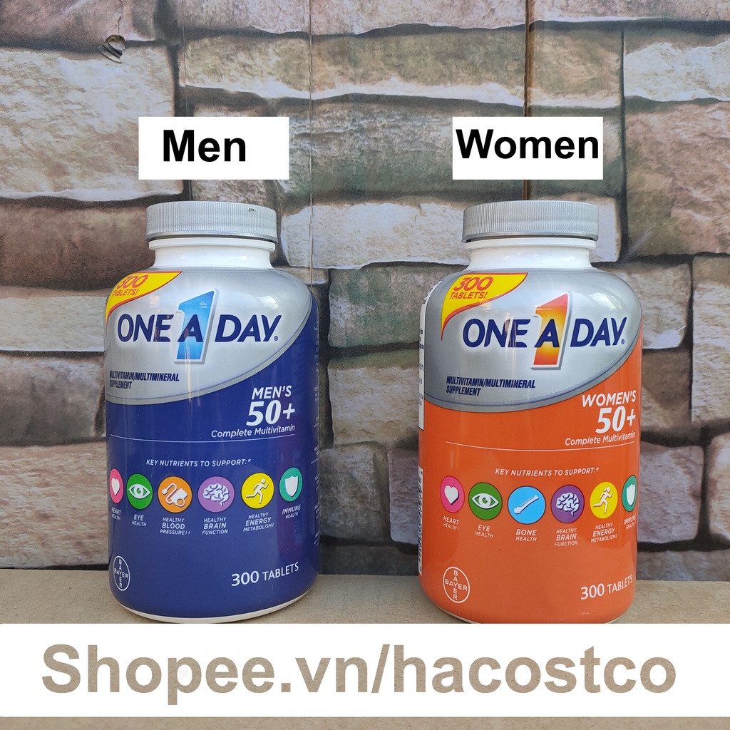 Viên uống One a day Men's , Women's 50+ Multivitamin 300 viên của Mỹ - Bổ sung vitamin tổng hợp men women