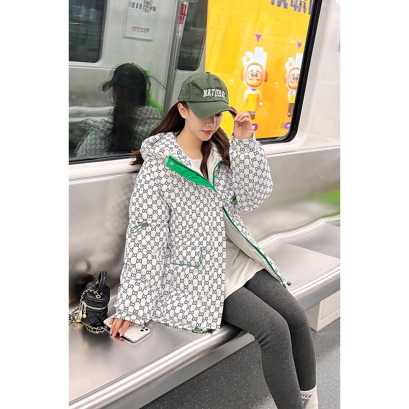 Áo Khoác Phao Cotton Dày Dáng Rộng Ngắn Có Mũ Trùm Dùng Một Lần Phong Cách Hàn Quốc Mẫu Mới 2022