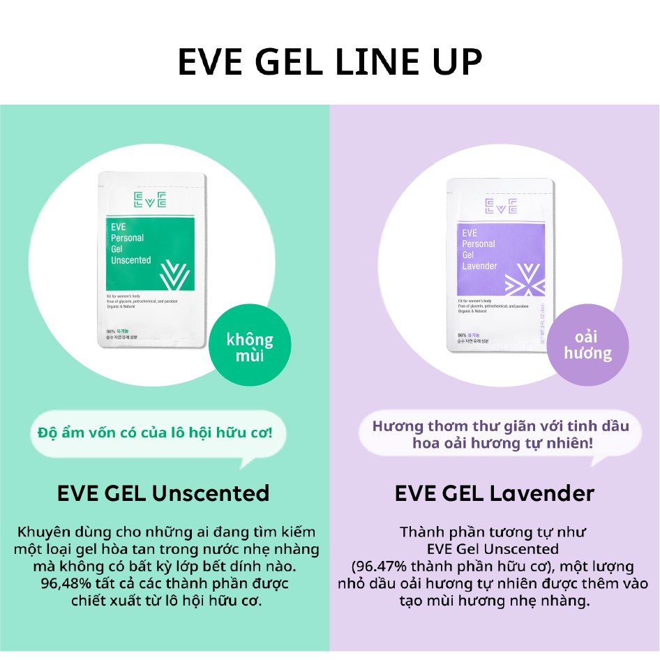 EVE Gel bôi trơn [Mùi hoa Oải Hương &amp; không mùi] 5ml l Gói gel bôi trơn tiện lợi l Bất cứ lúc nào,ở đâu cũng có thể dùng