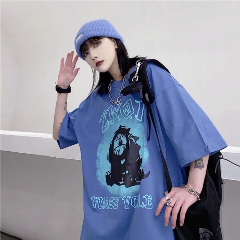 Áo thun Unisex form rộng tay lỡ, Áo phông nam nữ cotton thấm hút, dày dặn mềm mịn họa tiết EWON