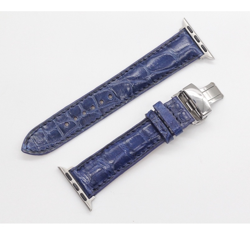 Dây Đeo Thay Thế Cho Đồng Hồ Thông Minh,Dây Da Cá Sấu Thật Phù Hợp Với Các Series 2,3,4,5,6,7 Mặt 38mm-45mm