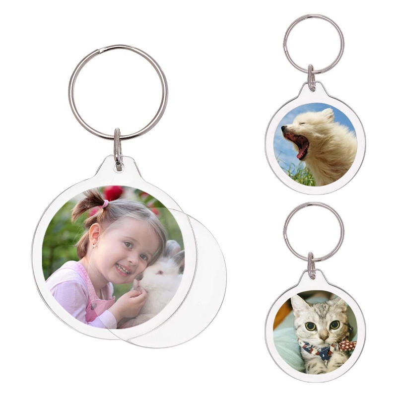 Set Móc Khóa Acrylic Trong Suốt Phối Lông Xù DIY