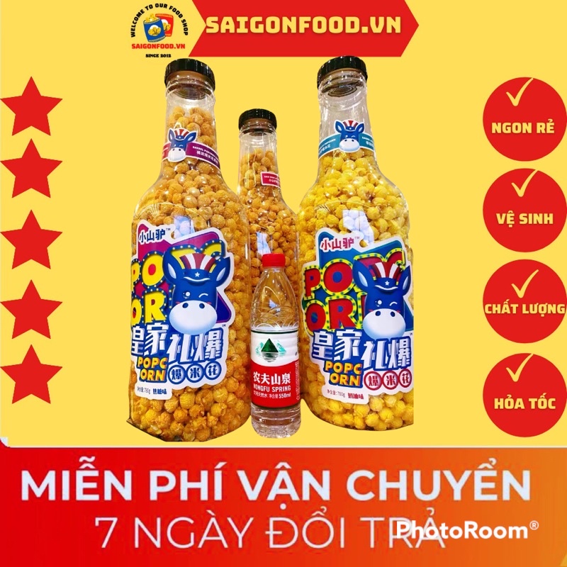 Bắp rang bỏng ngô chai siêu to khổng lồ 2 vị bơ/caramen tự chọn loại ngon nhất, ăn vặt Sài Gòn ngon bổ rẻ | SaiGonFood