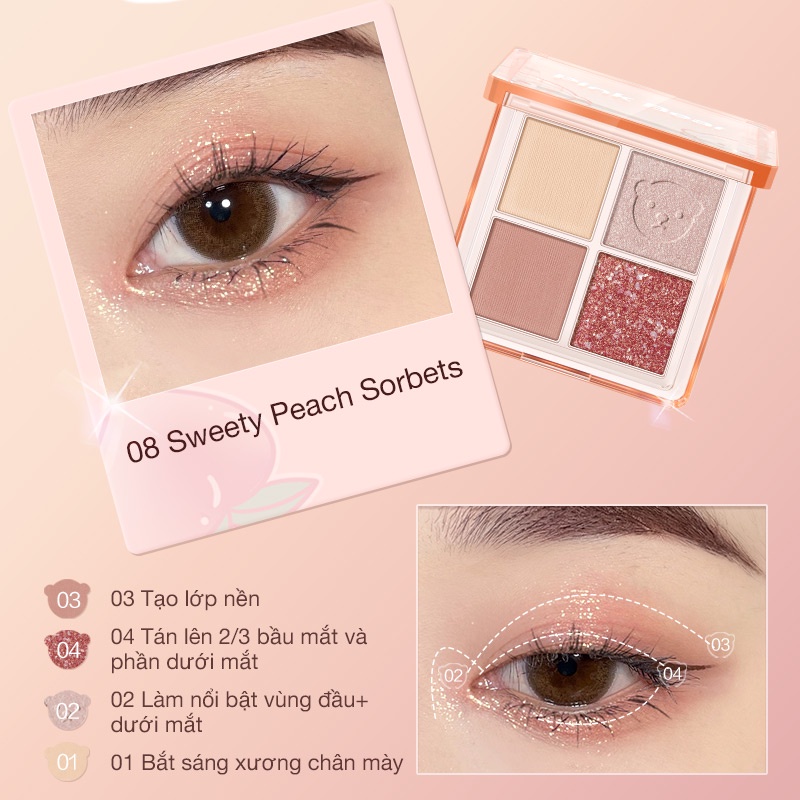 Bảng phấn mắt Pink Bear Hidden Love dễ tán màu lâu trôi 6g | BigBuy360 - bigbuy360.vn