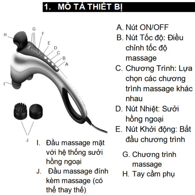 Máy massage cầm tay đèn hồng ngoại Beurer MG100, công nghệ tiên tiến, kiểu dáng hiện đại