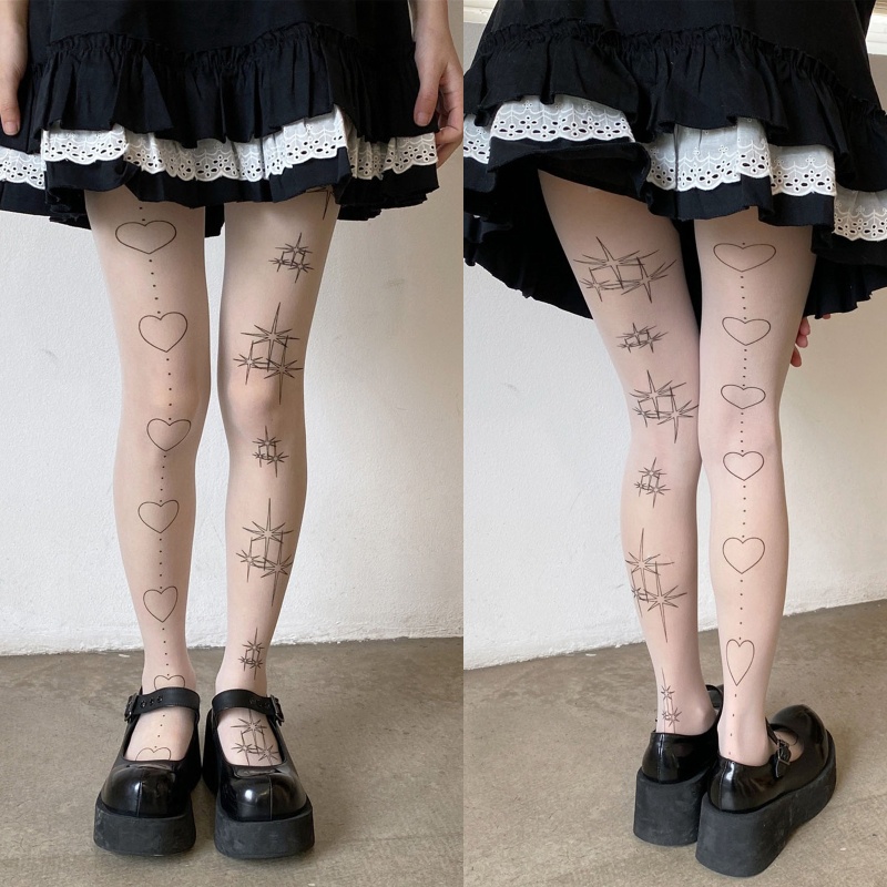 Quần Tất Mỏng Bất Đối Xứng Phong Cách Lolita Ngọt Ngào Cho Nữ