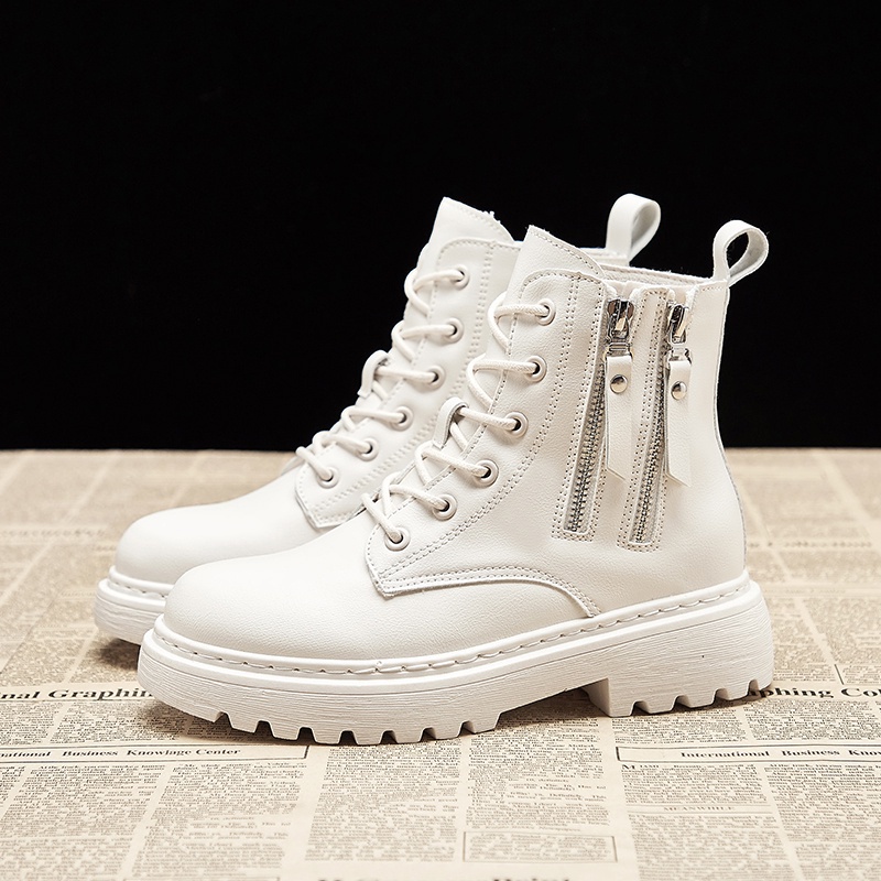 Giày bốt martin đế bằng cổ thấp kiểu Hàn Quốc thời trang cho nữ size 35-40