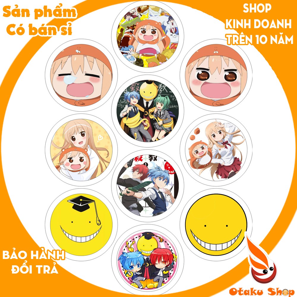 Huy hiệu anime Hắc Quản Gia-kuroshitsuji, Lớp Học Ám Sát Assassination Classroom,Linh Hồn Bạc Gintama,Umaru