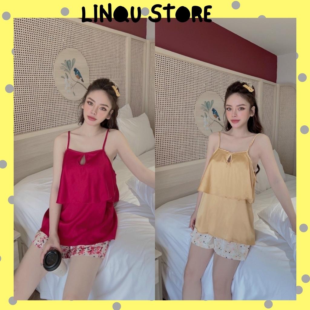 Đồ ngủ 2 dây sexy, đồ ngủ sexy chất latin thoáng mát Freesize - Linqu Sleepwear