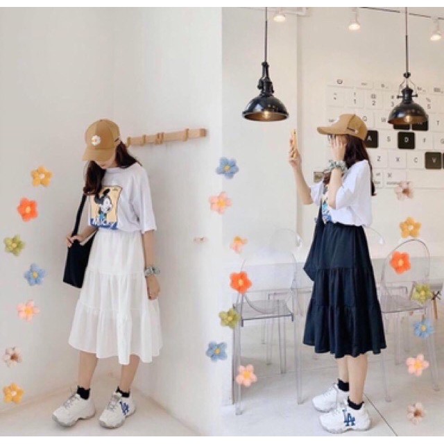 Chân Váy VOAN TẦNG 2 LỚP Ulzzang Nữ - Lưng Thun