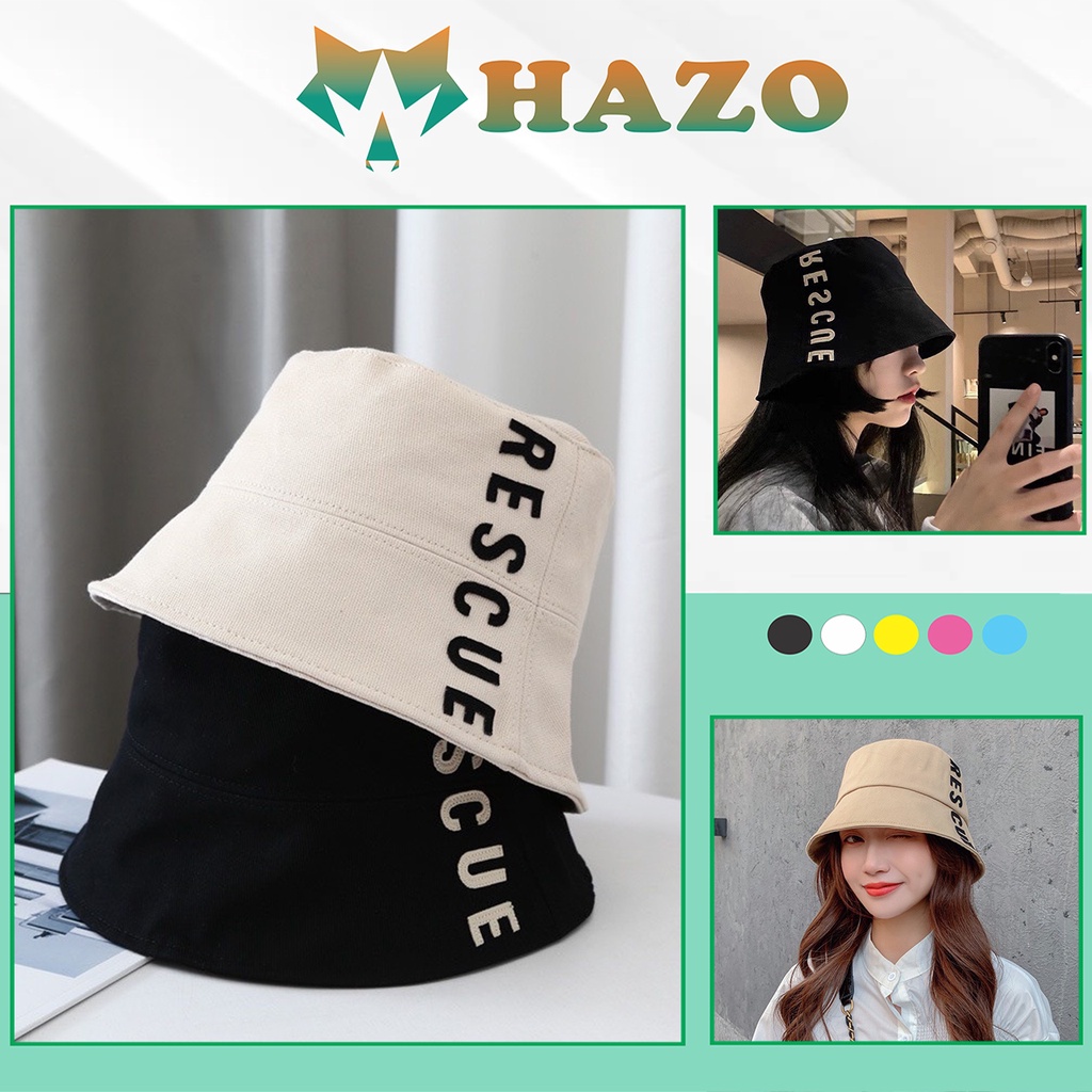 Mũ Bucket Nón Tai Bèo Vành Cụp Rescue Happiness Đa Dạng Mẫu Nhiều Màu Sắc Ulzzang Form Unisex Nam Nữ - Hazo