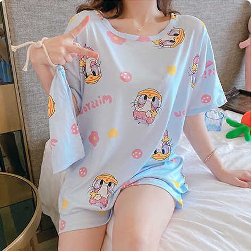 Bộ đồ ngủ Pijama ⚡FREE SHIP⚡ chất cotton thoáng mát, họa tiết hoạt hình dễ thương, ngộ nghĩnh