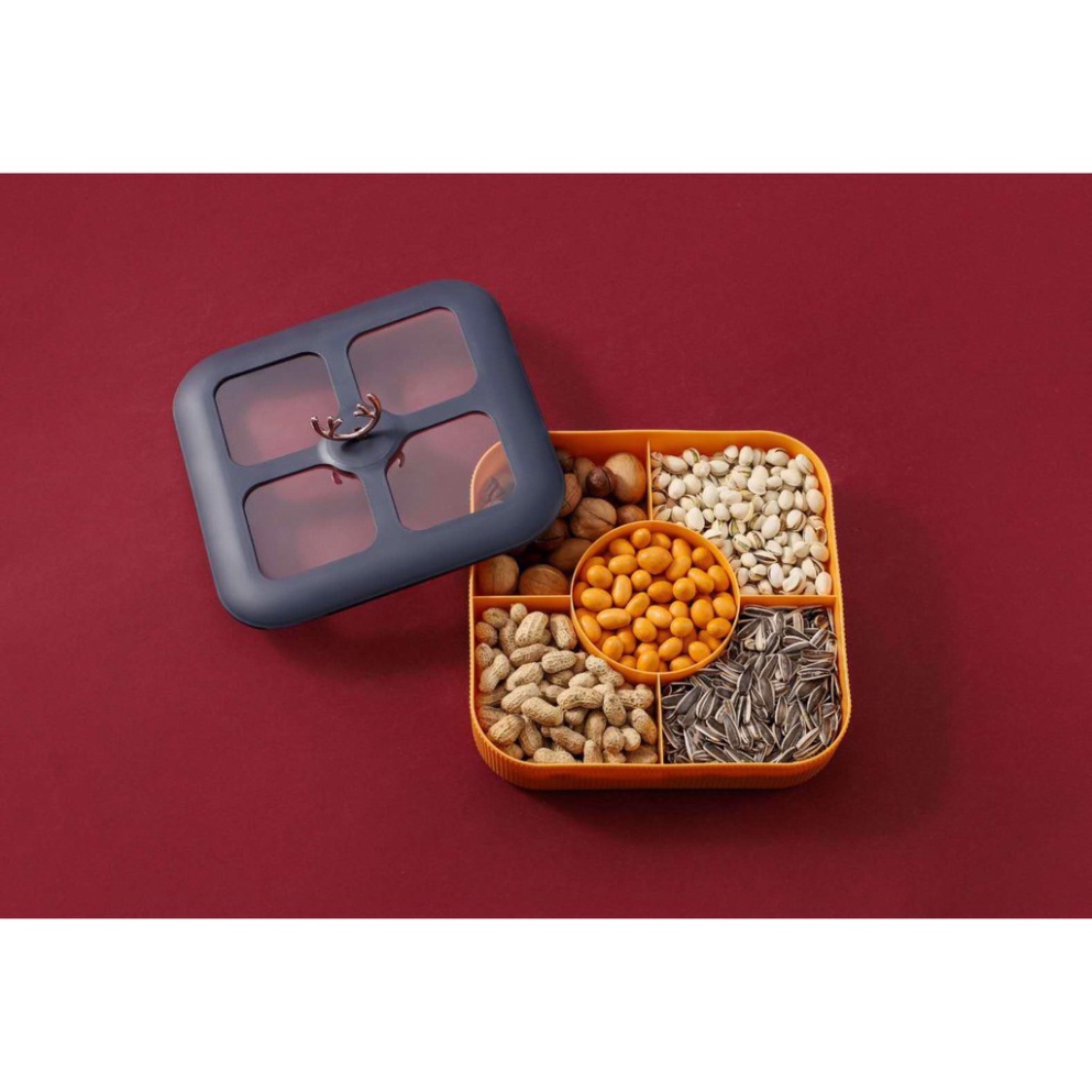 Khay Mứt Tết 2 Tầng Riêng Biệt, Hộp Đựng Bánh Kẹo Hình Vuông Sang Trọng, Hiện Đại