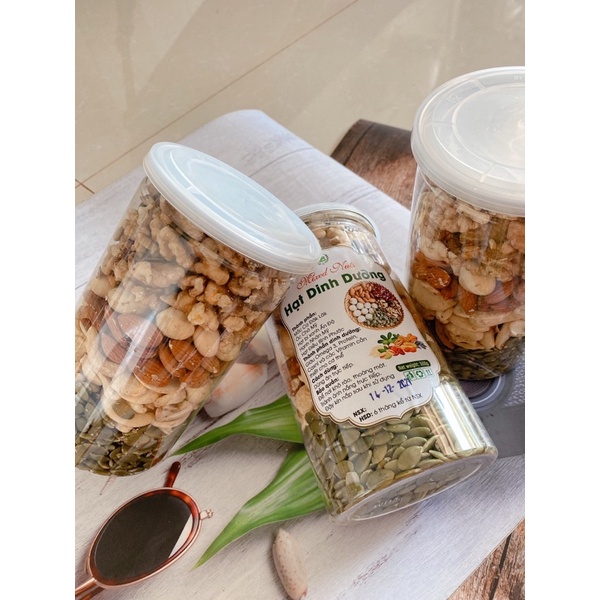 Hộp 500g Mix nhân hạt macca, óc chó, hạt bí, hạnh nhân, hạt điều