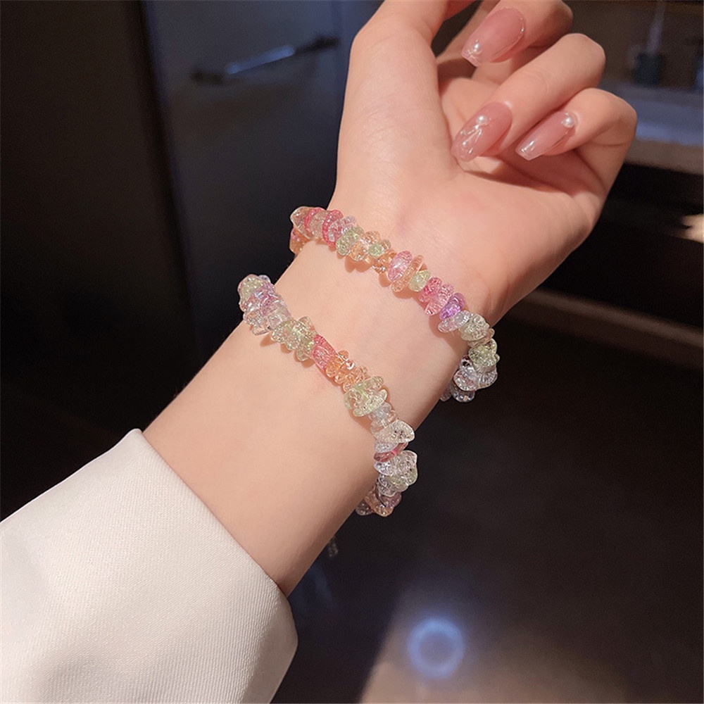 Cod Qipin Vòng Tay Chuỗi Hạt Màu Xanh Lá Cây Ngọt Ngào Nhiều Màu Sắc Thời Trang Hàn Quốc Làm Quà