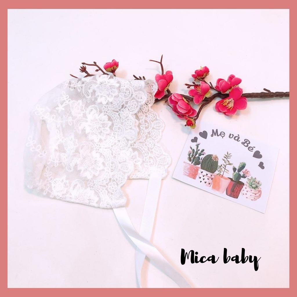 Mũ tiểu thư, mũ cô gái hà lan vải ren đáng yêu cho bé từ 0-12m MTT161 Mica Baby