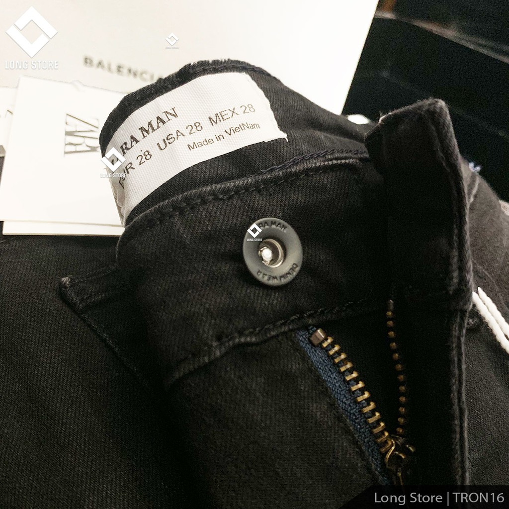 Quần jean nam đen bạc cao cấp ống đứng dáng ôm skinny chất bò co giãn đẹp chuẩn Hàn Quốc có big size Tron16 | BigBuy360 - bigbuy360.vn