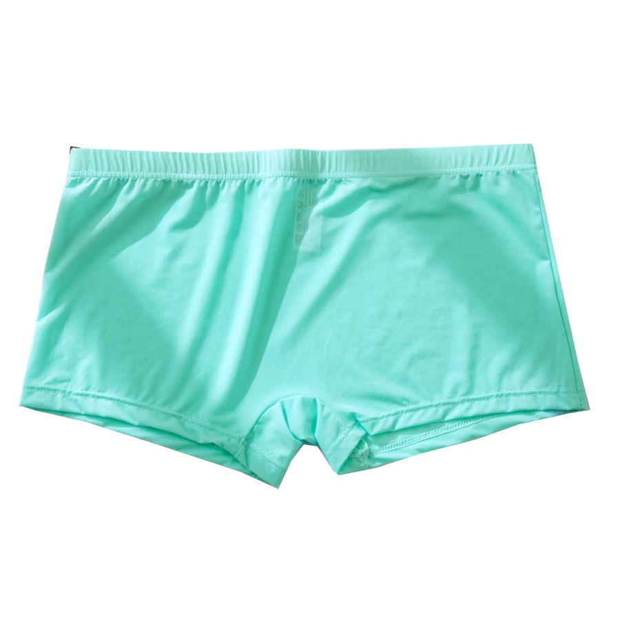 Quần Lót Boxer Vải Lụa Lạnh Mềm Thoáng Khí Co Giãn Tốt Màu Trơn Cá Tính Cho Nam
