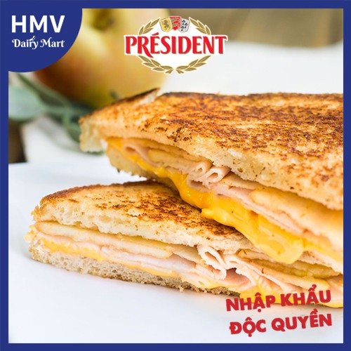 Phô mai lát cheddar Sandwich President Pháp 200g