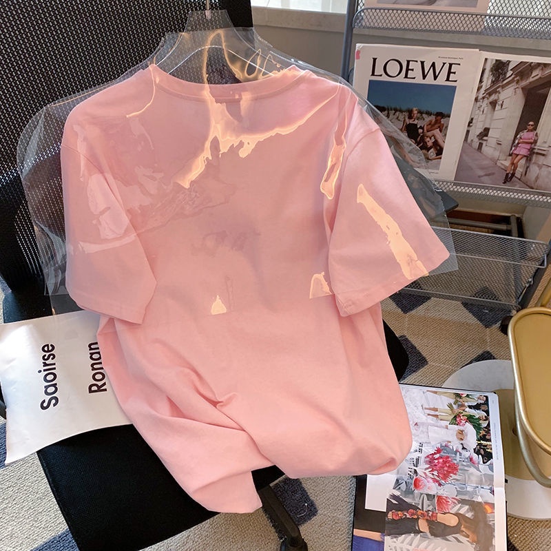 Áo Thun Nữ Tay Ngắn In Hình Hoa tulip Hồng Thời Trang Hàn Quốc