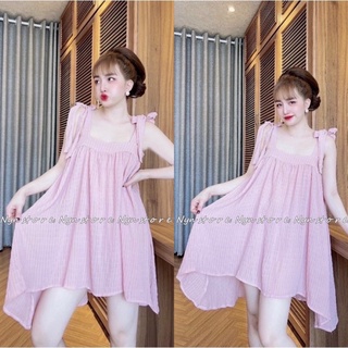 Đầm Ngủ Lụa Xốp Cột Nơ Siêu Dễ Thương