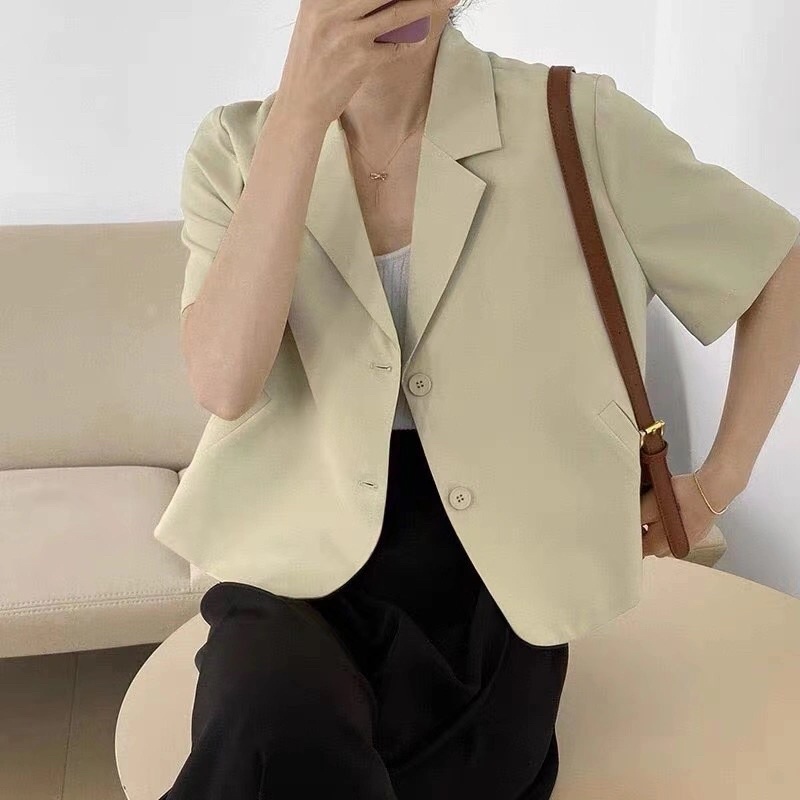 Áo vest nữ ngắn tay ⚡ FREESHIP ⚡ Áo khoác ngoài dáng công sở, đi chơi, đi làm, đi học áo blazer nữ | BigBuy360 - bigbuy360.vn