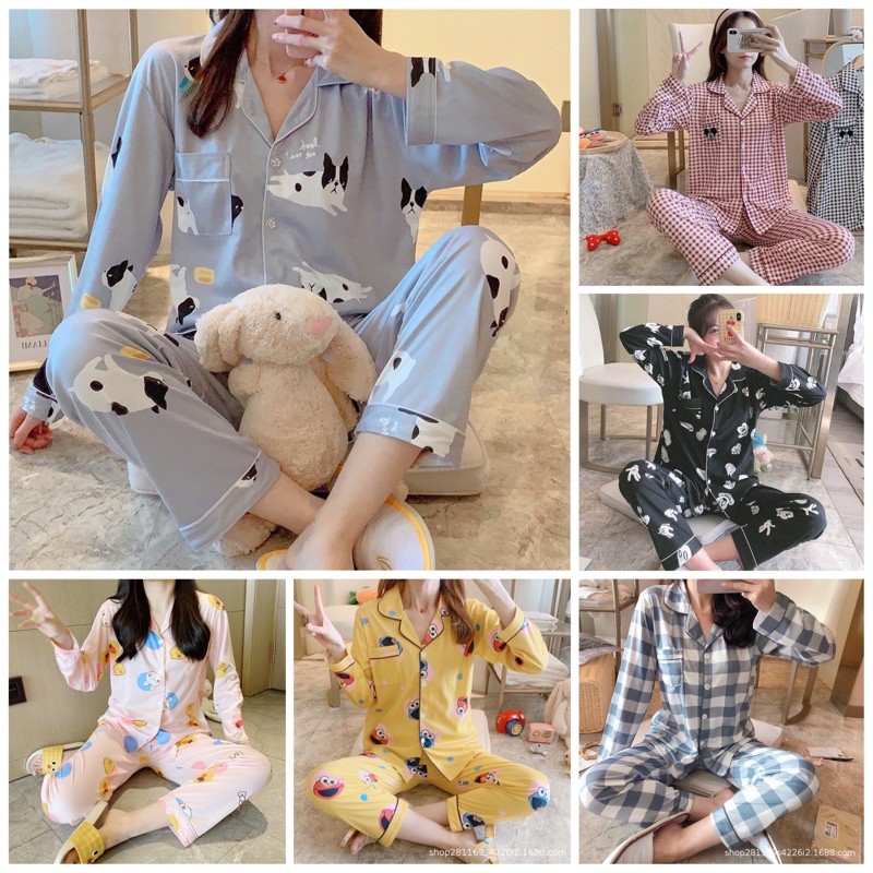 Bộ PIJAMA cao cấp dễ thương dày ấm quần dài tay dài