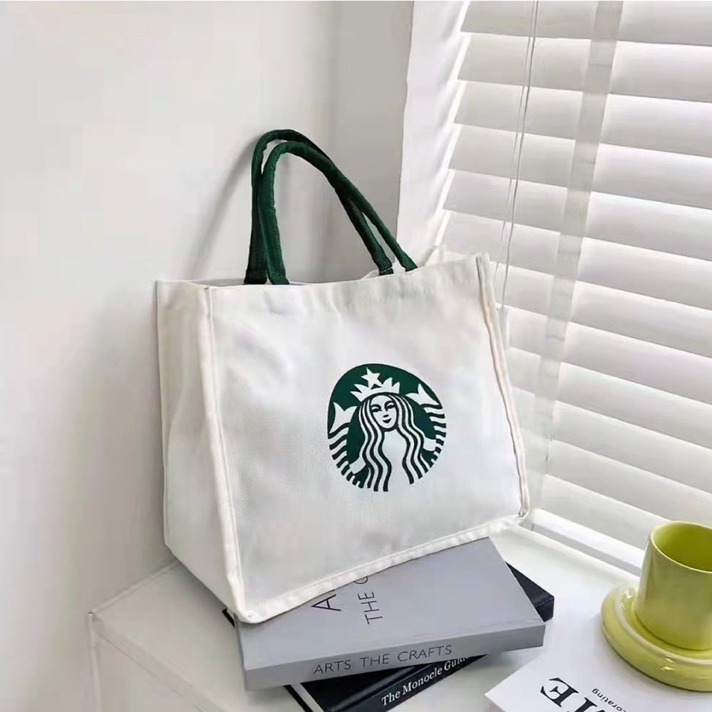 Túi xách vải canvas cỡ lớn 35cm in hình starbucks cá tính thời trang