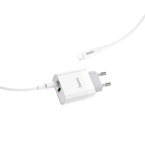 ❄❄Bộ Sạc Nhanh IPhone❄❄Bộ sạc  Hoco C80A chuôi tròn 2 cổng USB/Type-C kèm dây sạc Type-C to Lightning dài 1M