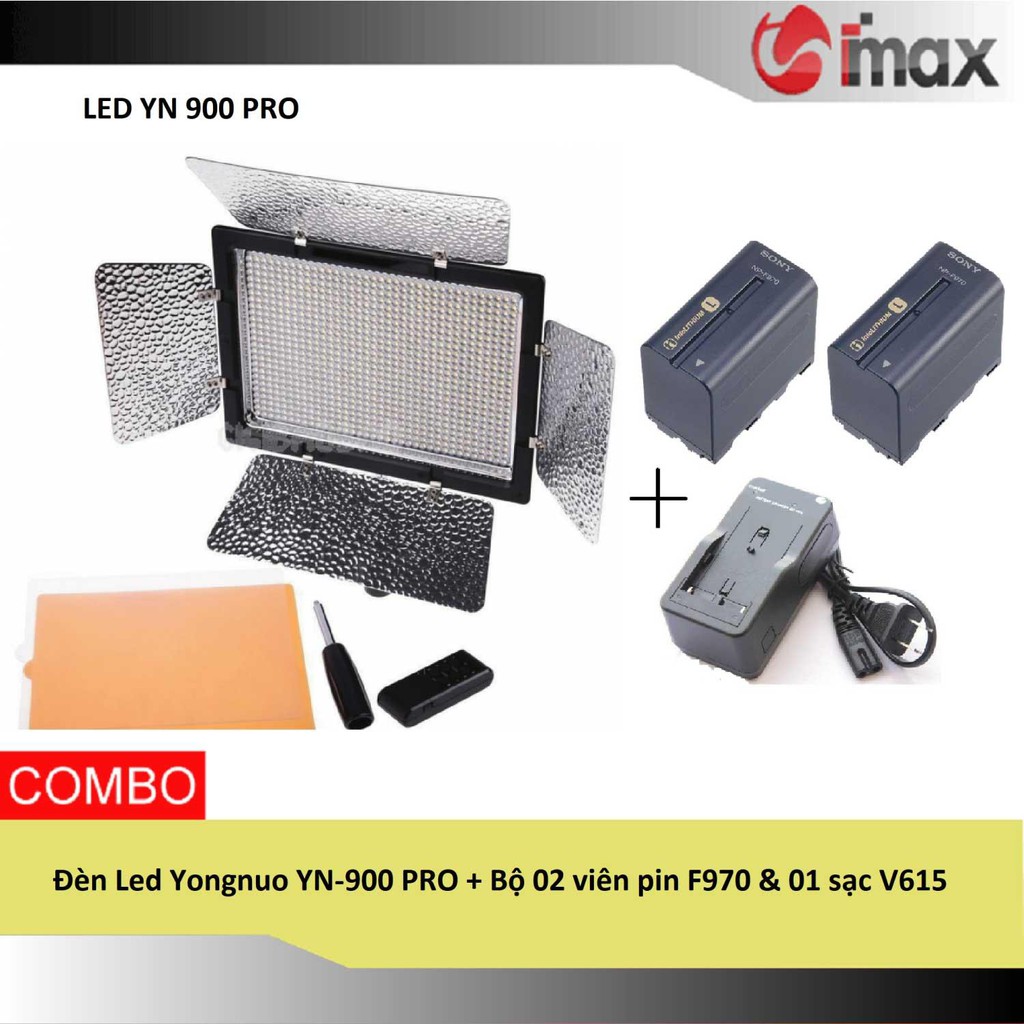 Đèn Led Yongnuo YN900 PRO + Bộ 02 viên pin F970 & 01 sạc V615