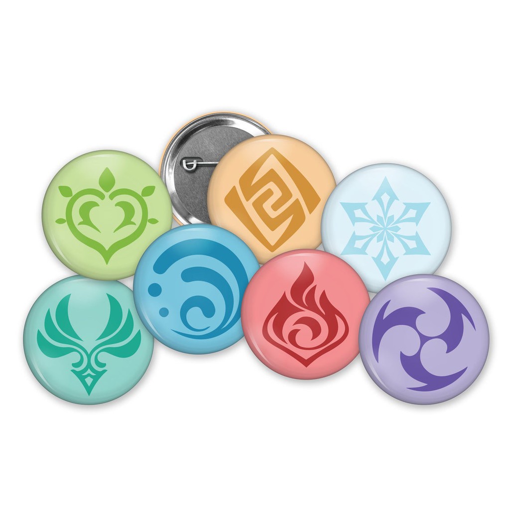 Huy hiệu cài áo in hình nguyên tố GENSHIN IMPACT phụ kiện anime chibi xinh xắn