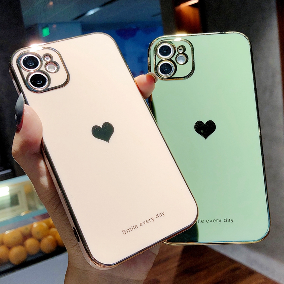 Ốp điện thoại mềm in hình trái tim bảo vệ camera cho IPhone 12 Mini 11 Pro X XS Max 7 8 Plus XR 7Plus 8Plus | BigBuy360 - bigbuy360.vn