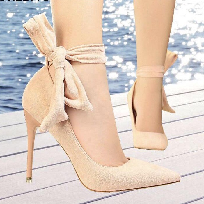Giày da lộn TTC35 cao gót 8cm thời trang cao cấp cực tôn dáng