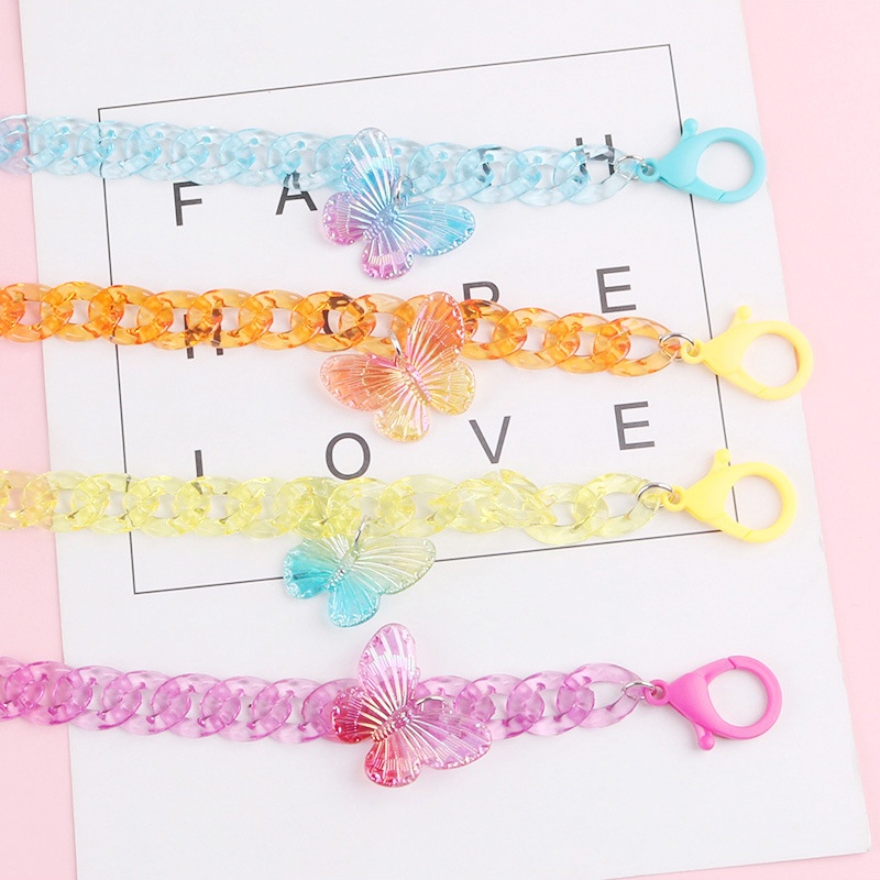 Dây đeo mắt kính hình bướm làm từ acrylic màu kẹo ngọt ngào