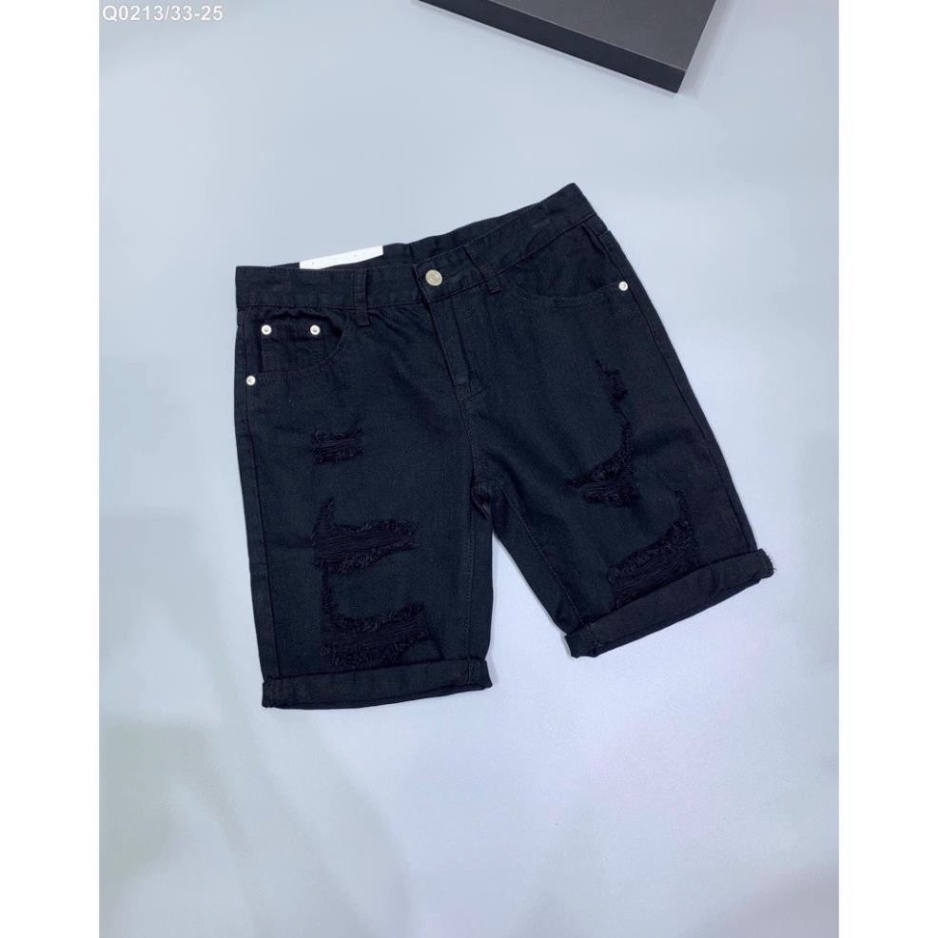 Quần bò ngố nam rách hai màu đen trắng,chất co giãn nhẹ có đủ sz 40-85kg,quần short nam phong cách cá tính