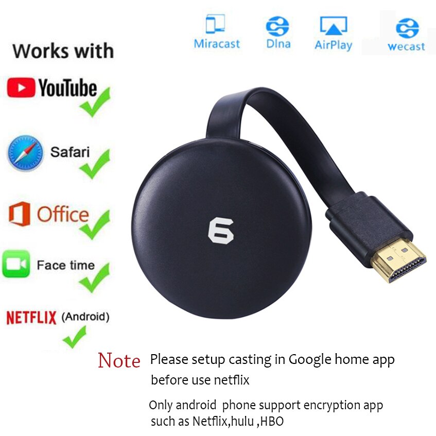 NETFLIX GOOGLE Thiết Bị Chia Sẻ Hình Ảnh Không Dây Wecast G6 Tv Stick Hdmi 1080p