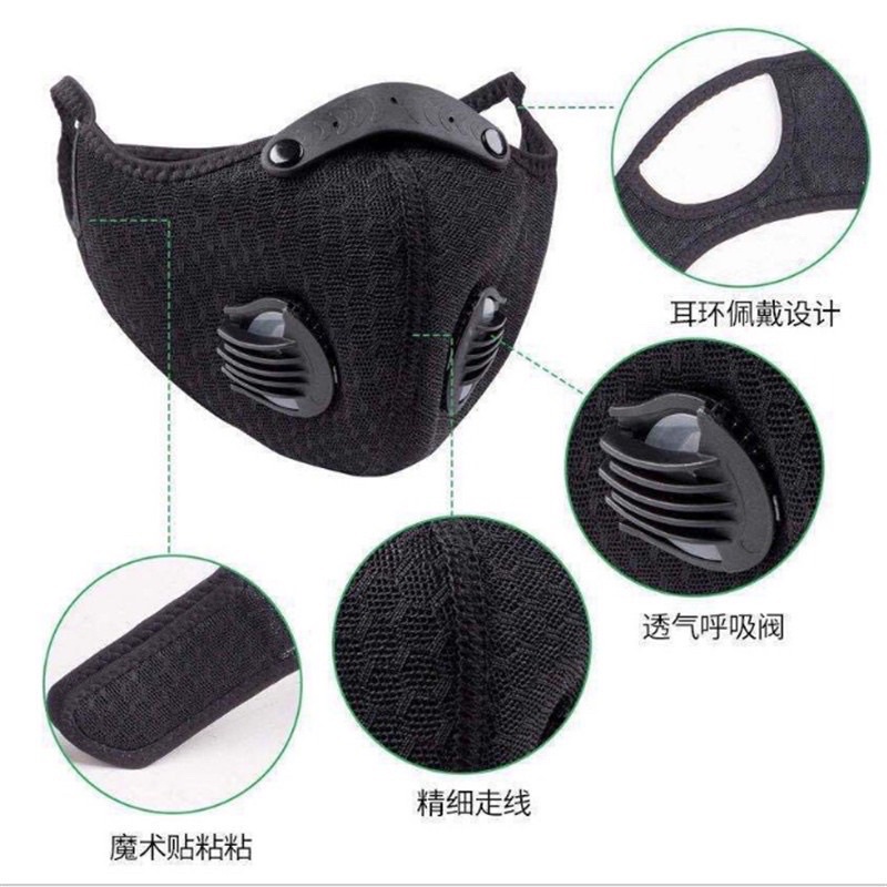 Khẩu Trang + kính chống bụi VP8 có 2 Van thở chống bụi 5 lớp Kháng khuẩn