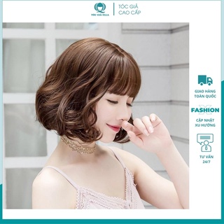 Tóc giả cả đầu ❤️FREESHIP❤️ Tóc giả nguyên đầu víc xoăn ngắn 20cm vàng tây D3038
