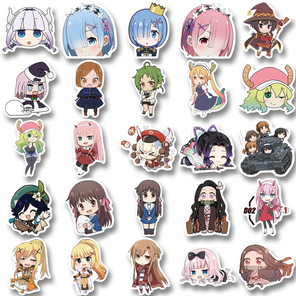 Bộ 50 Miếng Dán Trang Trí laptop Chống Thấm Nước Kiểu Hoạt Hình Dễ Thương