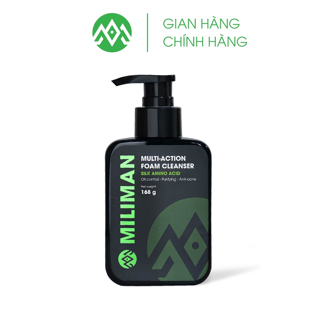 Sữa Rửa Mặt Nam Da Dầu Trắng Da Ngừa Mụn MILIMAN Multi – Action Foam Cleanser 168g