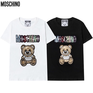 MOSCHINO Men and Women Couples Cotton Printing Short Sleeve T-shirt