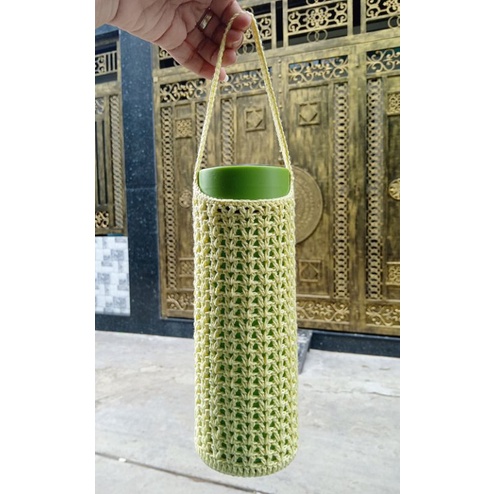 Túi đựng bình nước handmade, túi treo bình nước bằng len