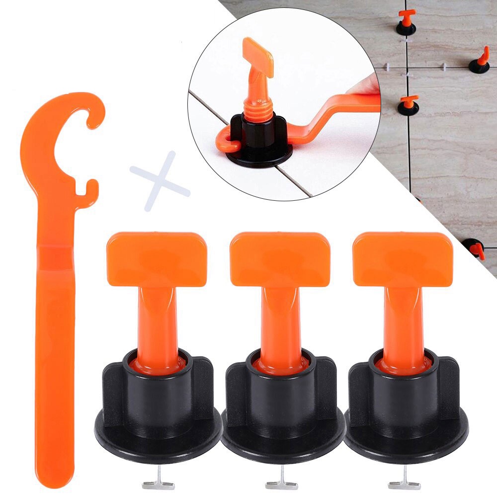 Ke Mạch Ốp Lát, Bộ 50 ke cân bằng lát phẳng gạch, tái sử dụng được + Tặng 100 dấu cộng, kèm cờ lê